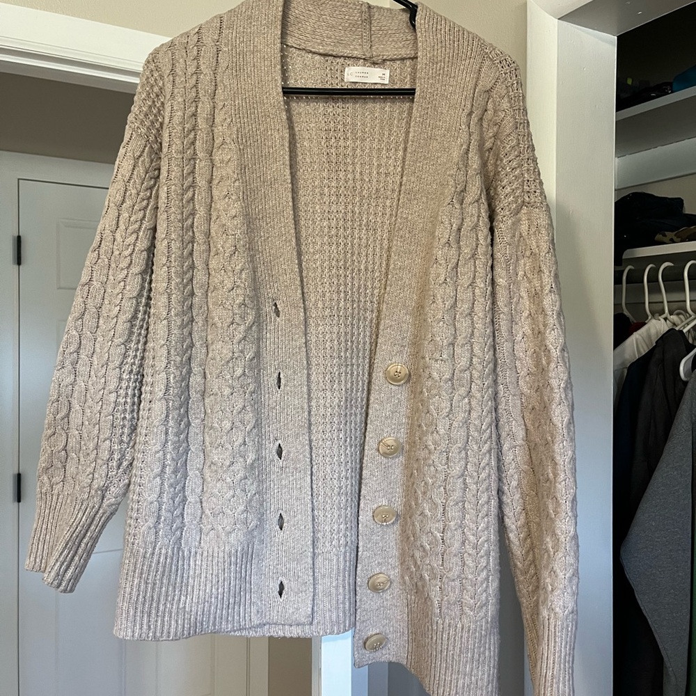 LC Lauren Conrad Beige Cable Knit Cardigan